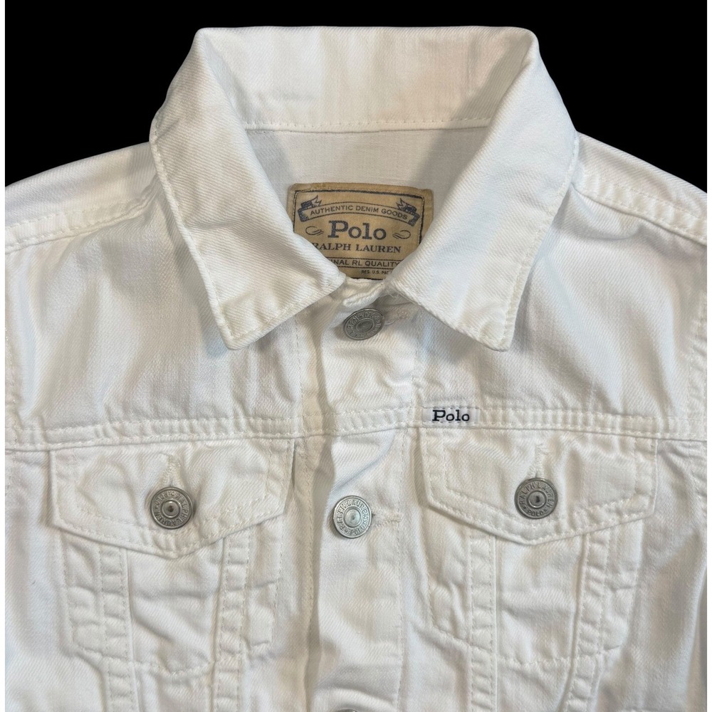 Polo Ralph Lauren White Girls Denim Cotton Trucker Jacket Preppy Size 7